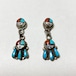 Vintage Zuni Signed A Zunie Multi Stone Inlay Sun Face Pirced Earrings