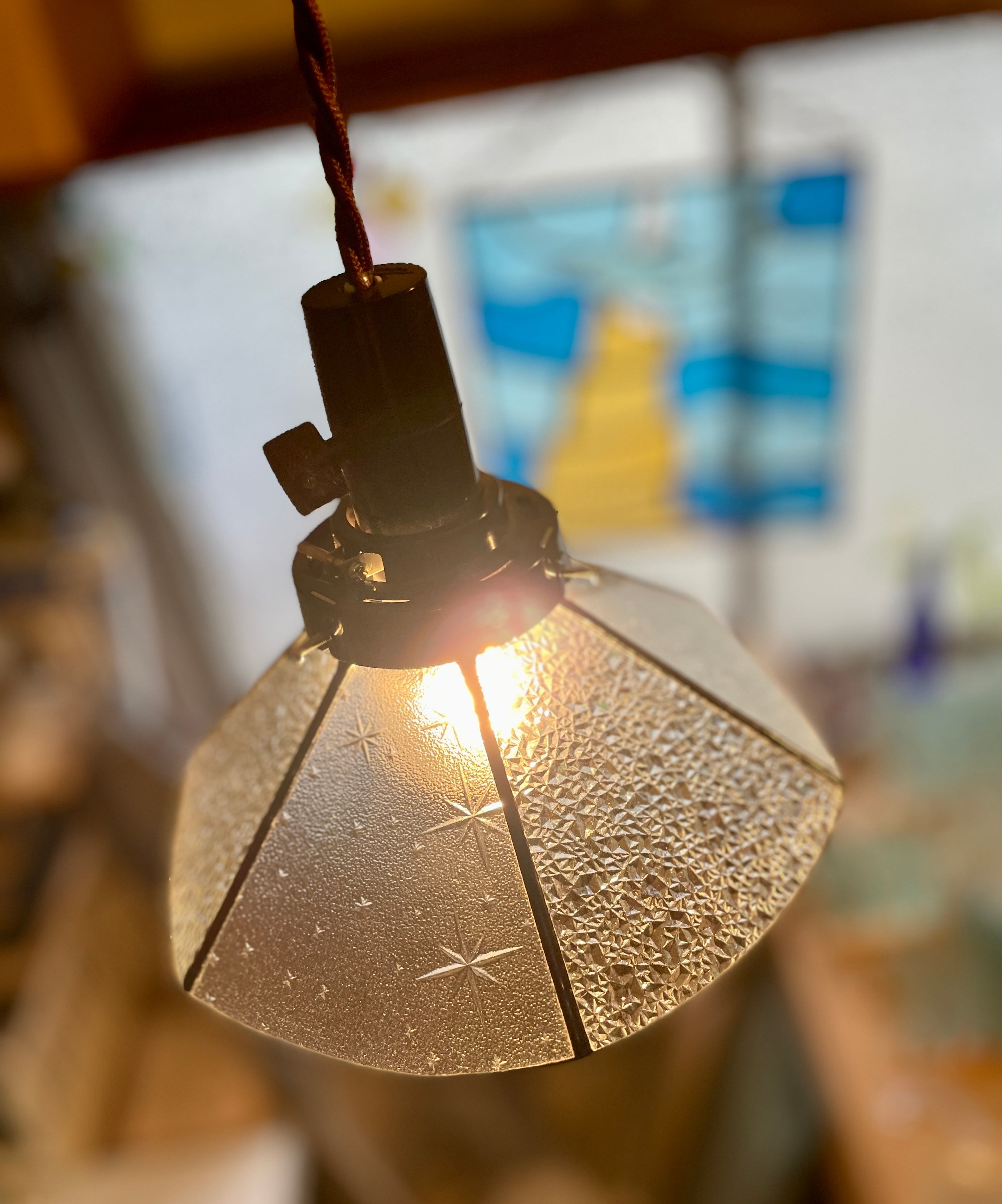 ペンダントランプ小 6面平面（銀河＋ダイヤ） | 旭屋ガラス店