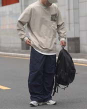 切り替えデザインマルチポケット長袖Tシャツ　S0697