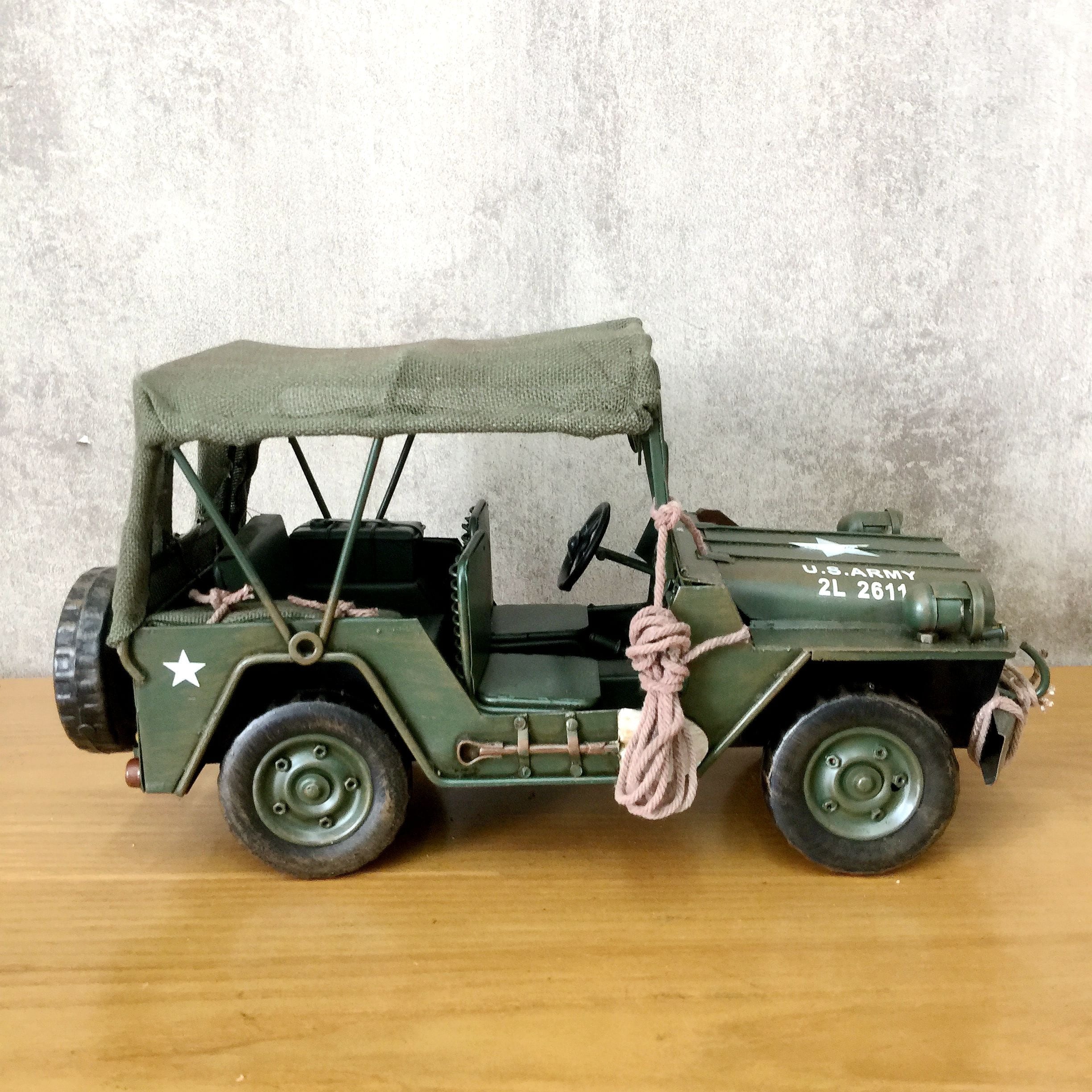 特大 メタル ブリキ 玩具 おもちゃ ミリタリー Military ジープ Jeep U.S.ARMY 米軍 軍用車両 陸軍 緑 アーミーグリーン  レトロ インテリア ディスプレイ 輸入雑貨 おしゃれ アート Art 人気 日本未発売 プレゼント ギフト コレクション 限定 置物 オブジェ ホテル  ...