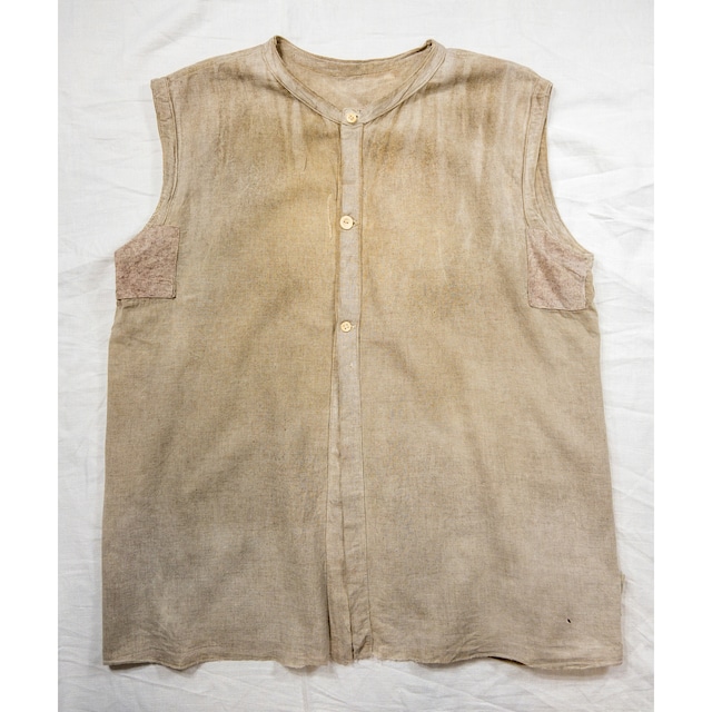 【1930-40s】"French Work" Light Wool Farmers Vest with Good Repairs!!