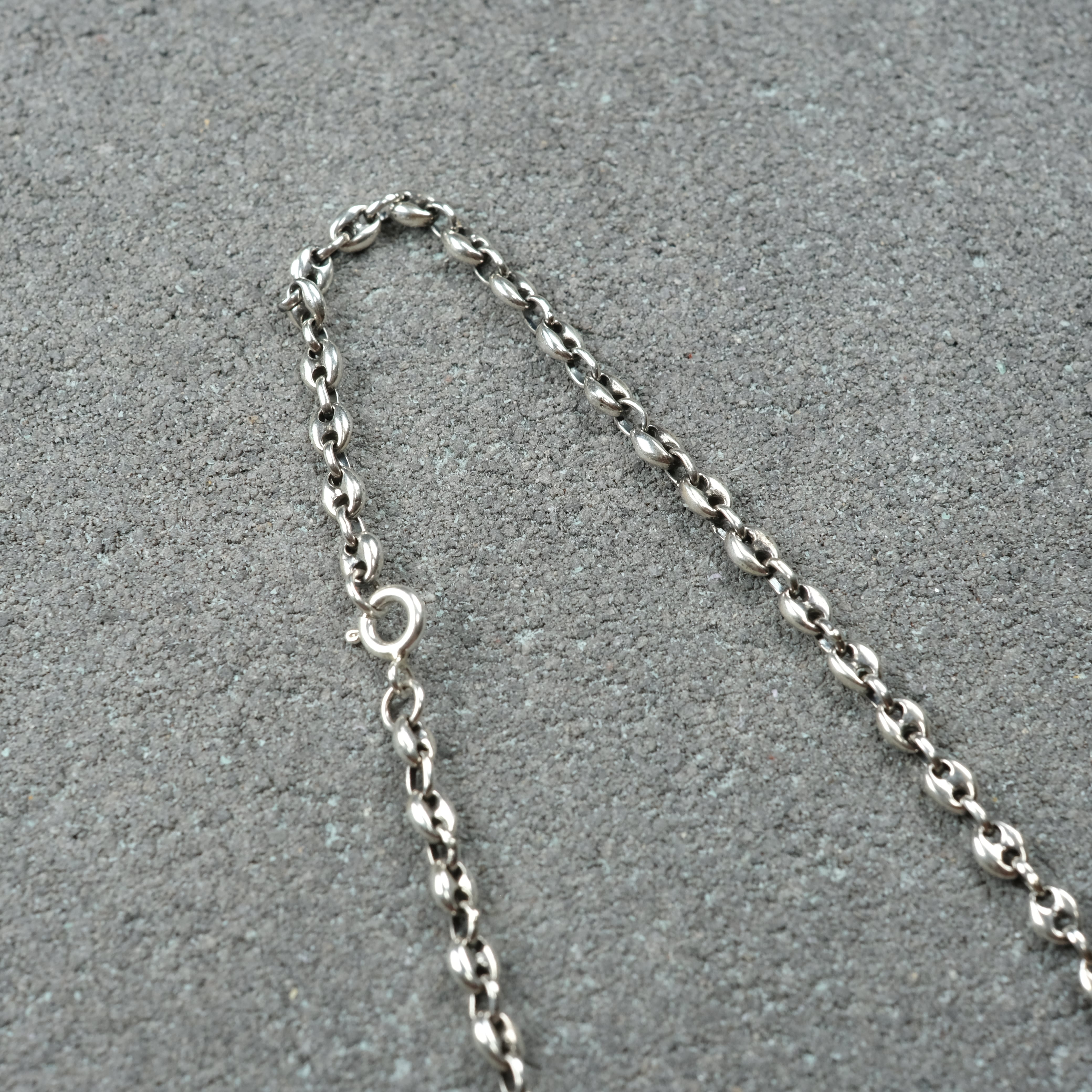 シルバー925 Silver いぶし豚鼻チェーンネックレス/軽研磨仕上げ/45cm