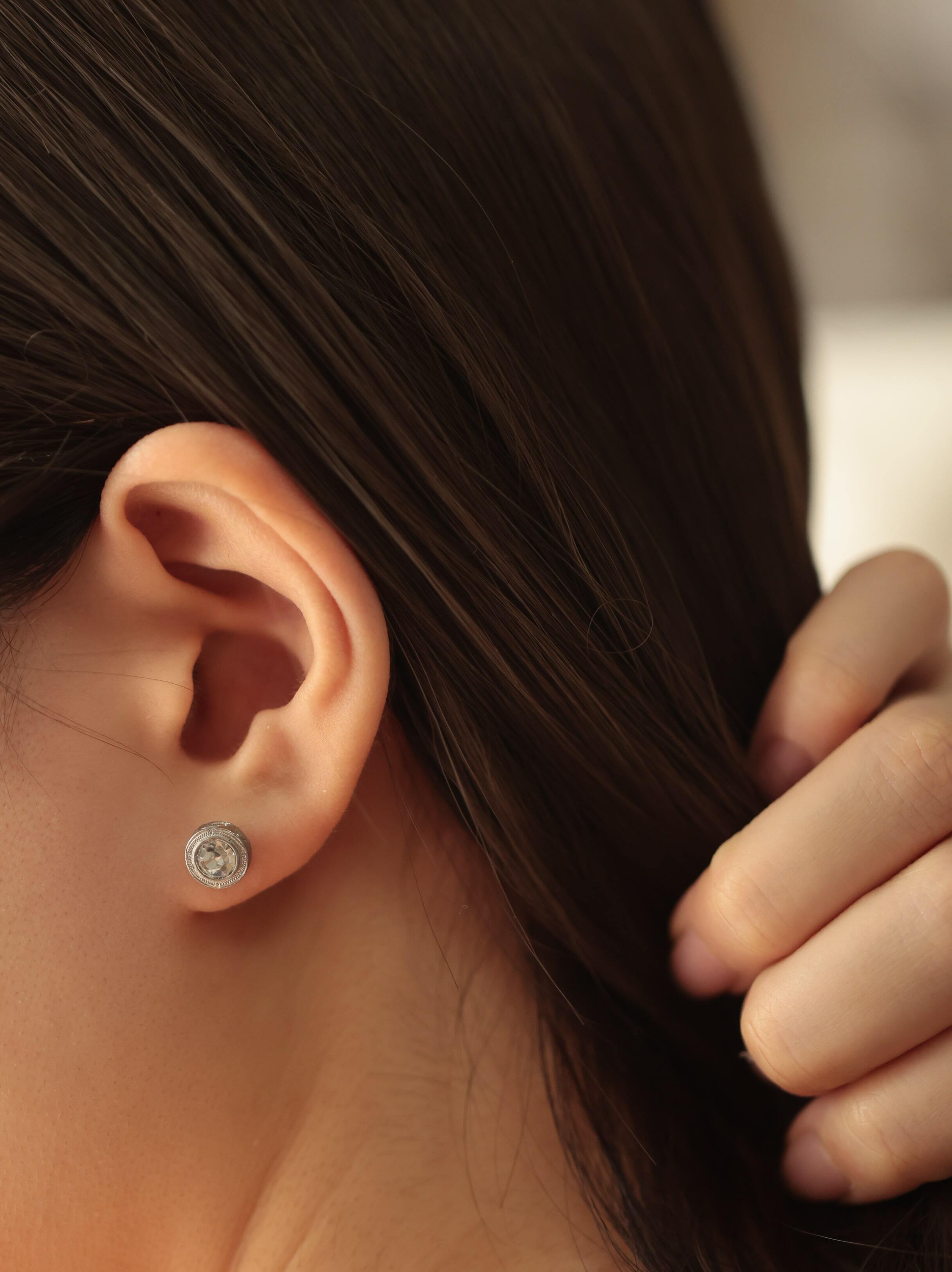 316L hawaiian zirconia round pierce（ 片耳用 ） #p10 | rani