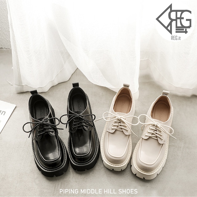 【REGIT】PIPING MIDDLE HILL SHOES 韓国 靴 シューズ カジュアル 10代 20代 厚底 映える かわいい おしゃれ プチプラ ネット通販