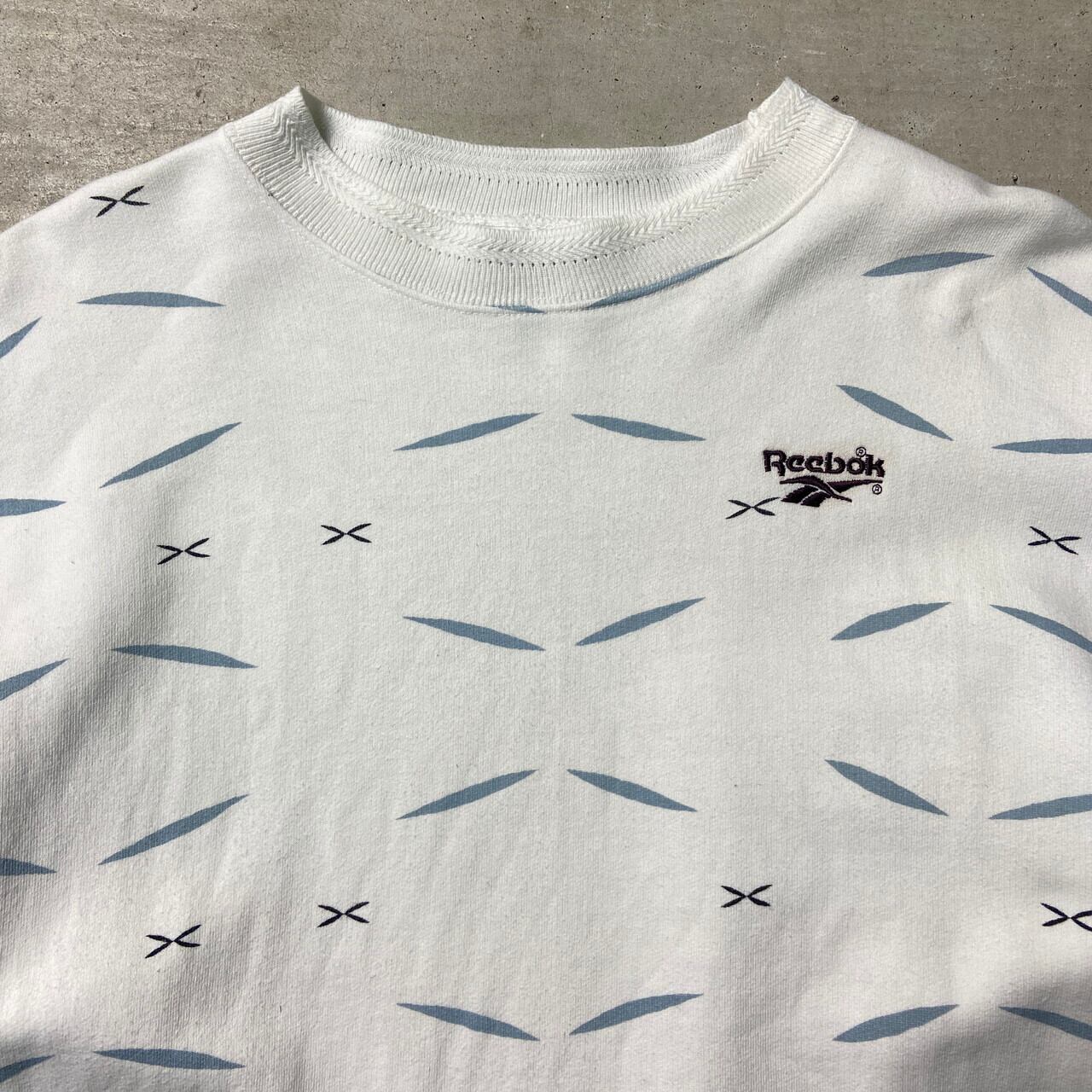 90年代 ポルトガル製 Reebok リーボック スウェットシャツ 総柄 メンズ