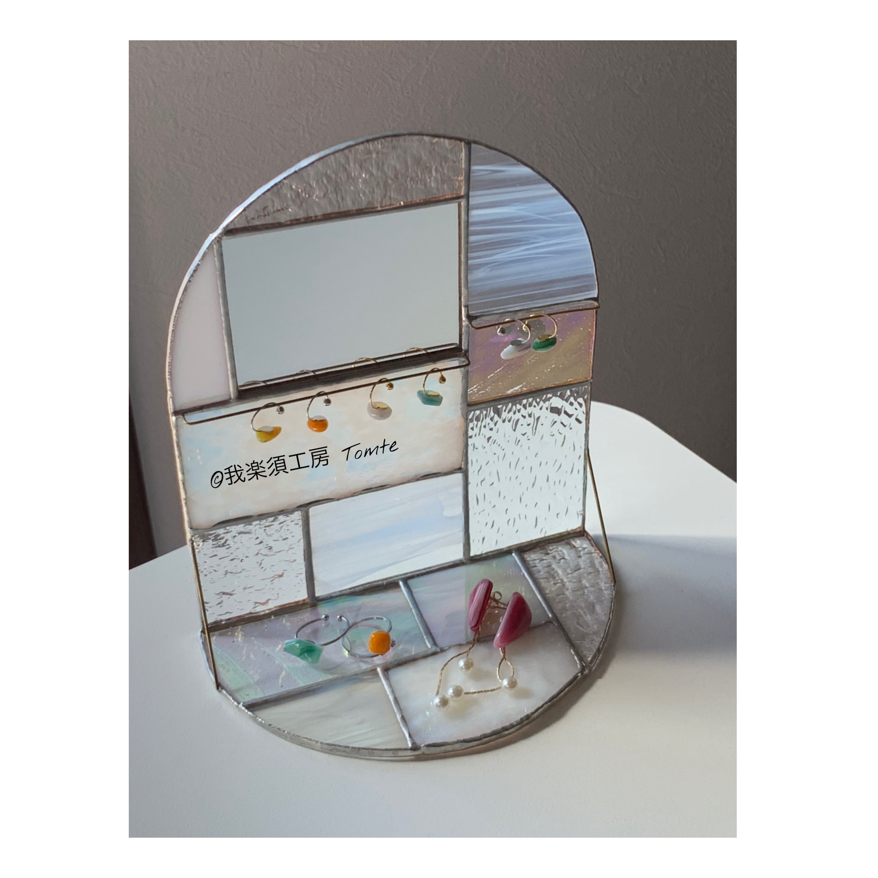 ミラー付アクセサリートレイ メガネ置き トレイ アクセサリートレイ