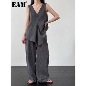 Stripe V-Neck Loose Set-Up【E0606】