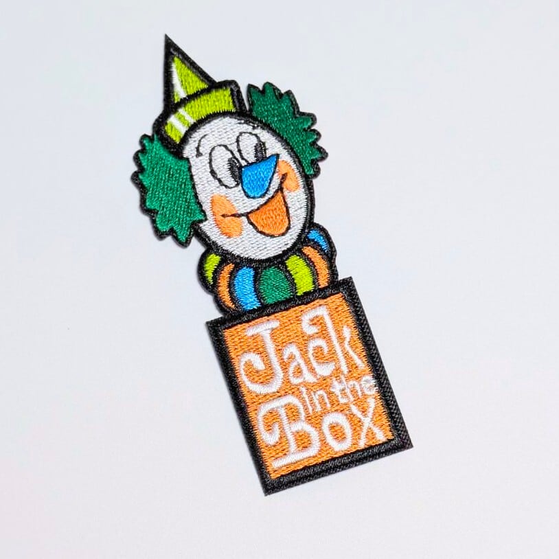 送料無料！ ★刺繍アイロンワッペン★【 Jack in the Box  ( ジャックインザボックス )  】  〚アメリカン雑貨 アメトイ〛