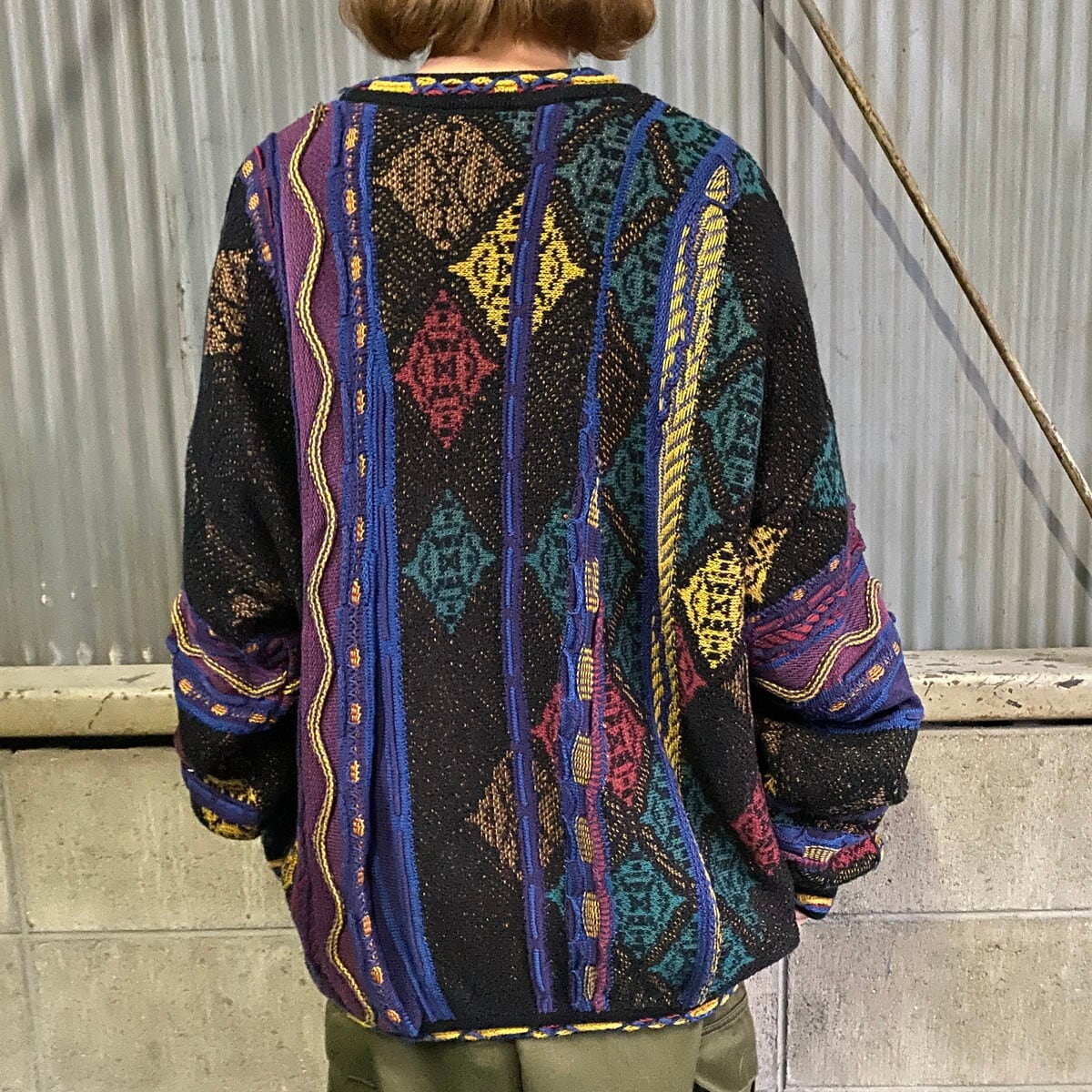 【希少一点物】COOGI クージー 3Dニット カーディガン 総柄 マルチカラー