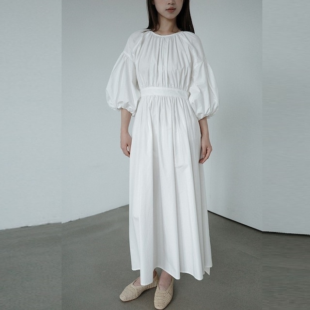 Back Open Puff Sleeve Long ワンピース [26010446]