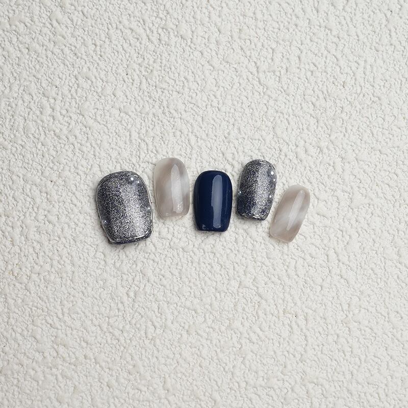 ハンドメイド」ブルーのデザインに手描きのぼかし効果 マグネット