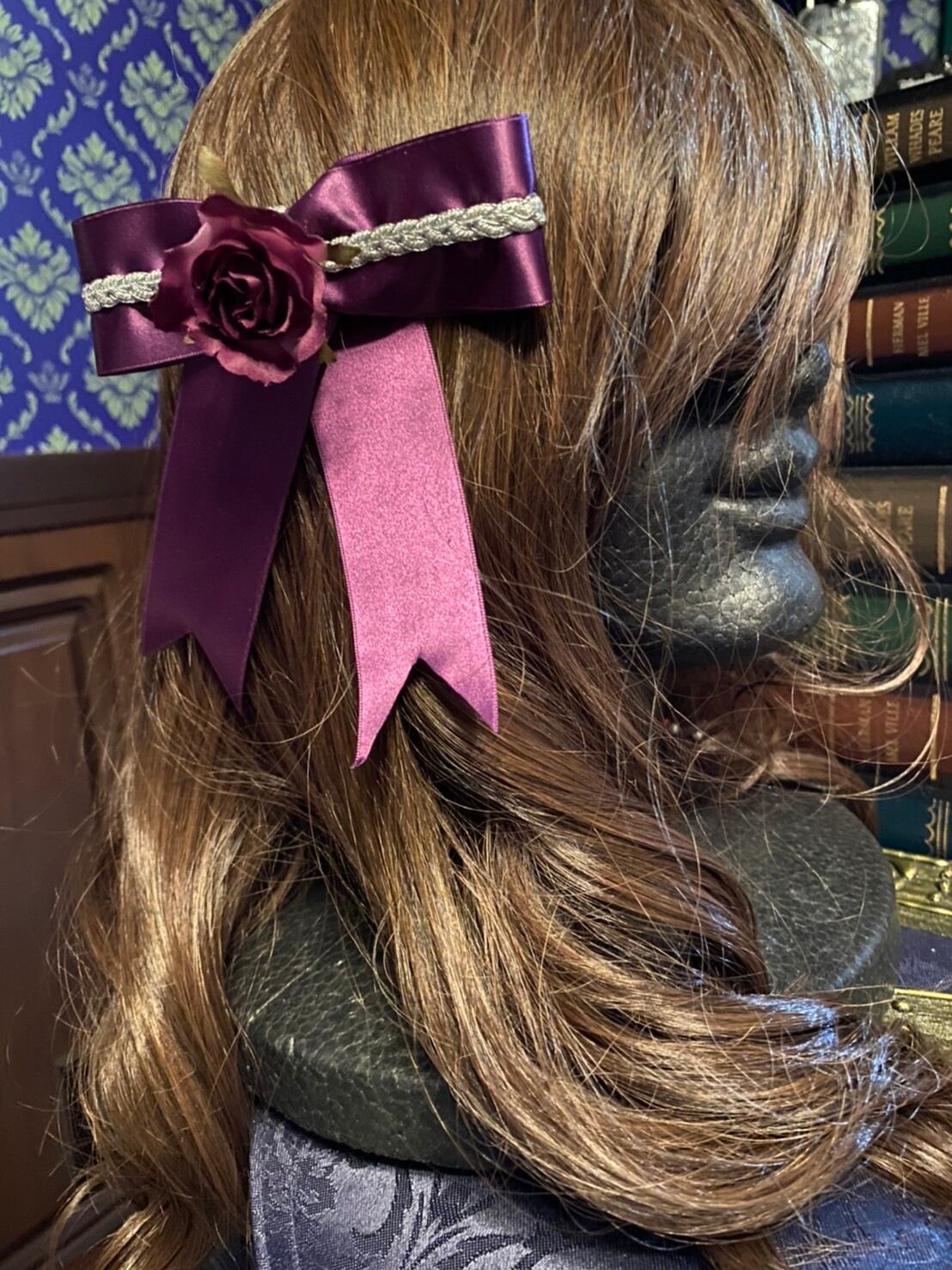 ハンドメイド♡♡ファーバンスクリップ♡♡Fancyギンガムチェックパープル ハンドメイド♡♡ファーバンスクリップ♡♡Fancyギンガムチェック