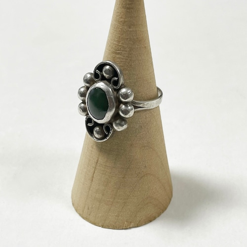 Vintage Sterling Dark Green Gemstone Ring Made By Alex