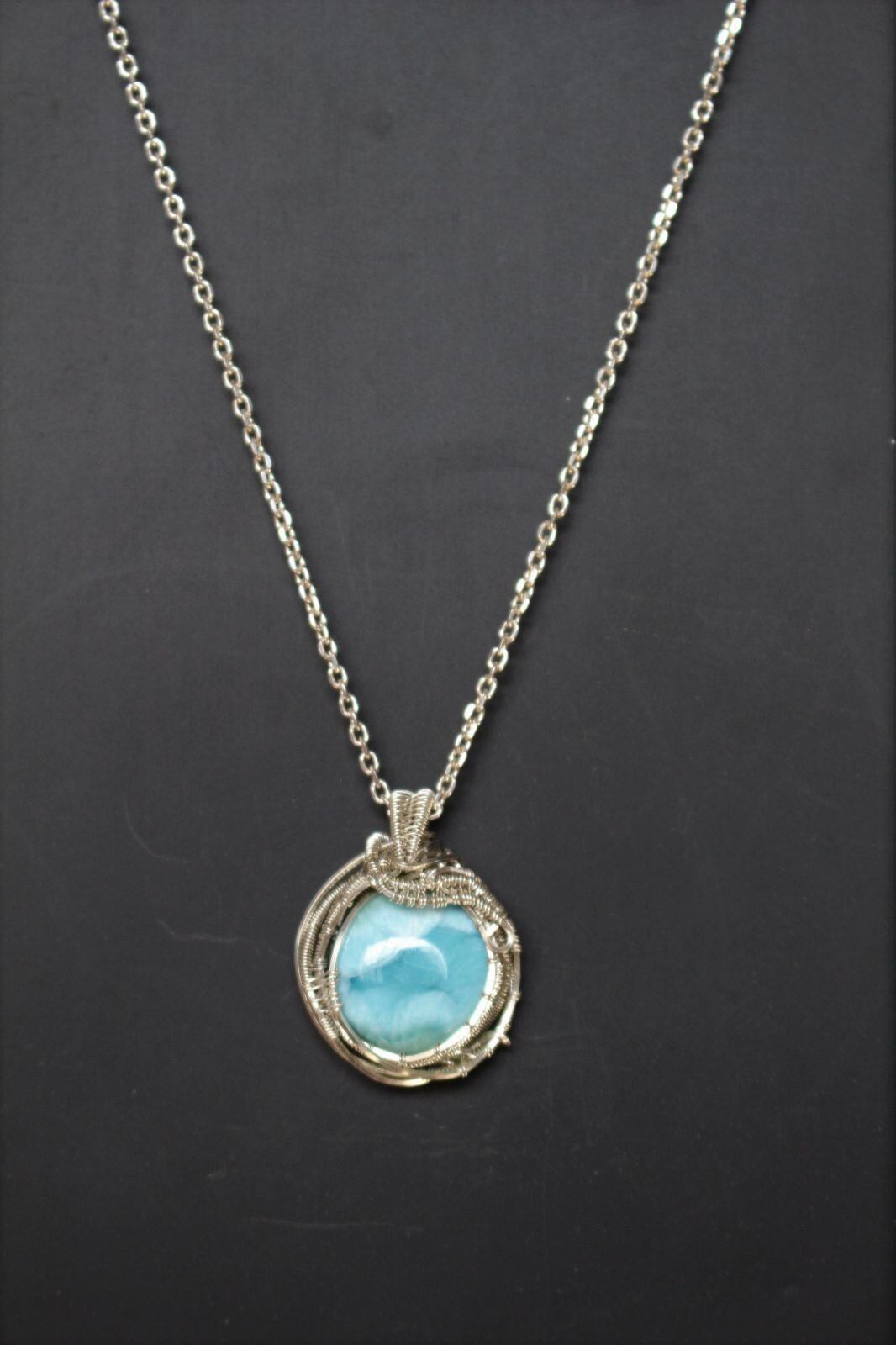 Larimar silver925 wirewrapping pendant