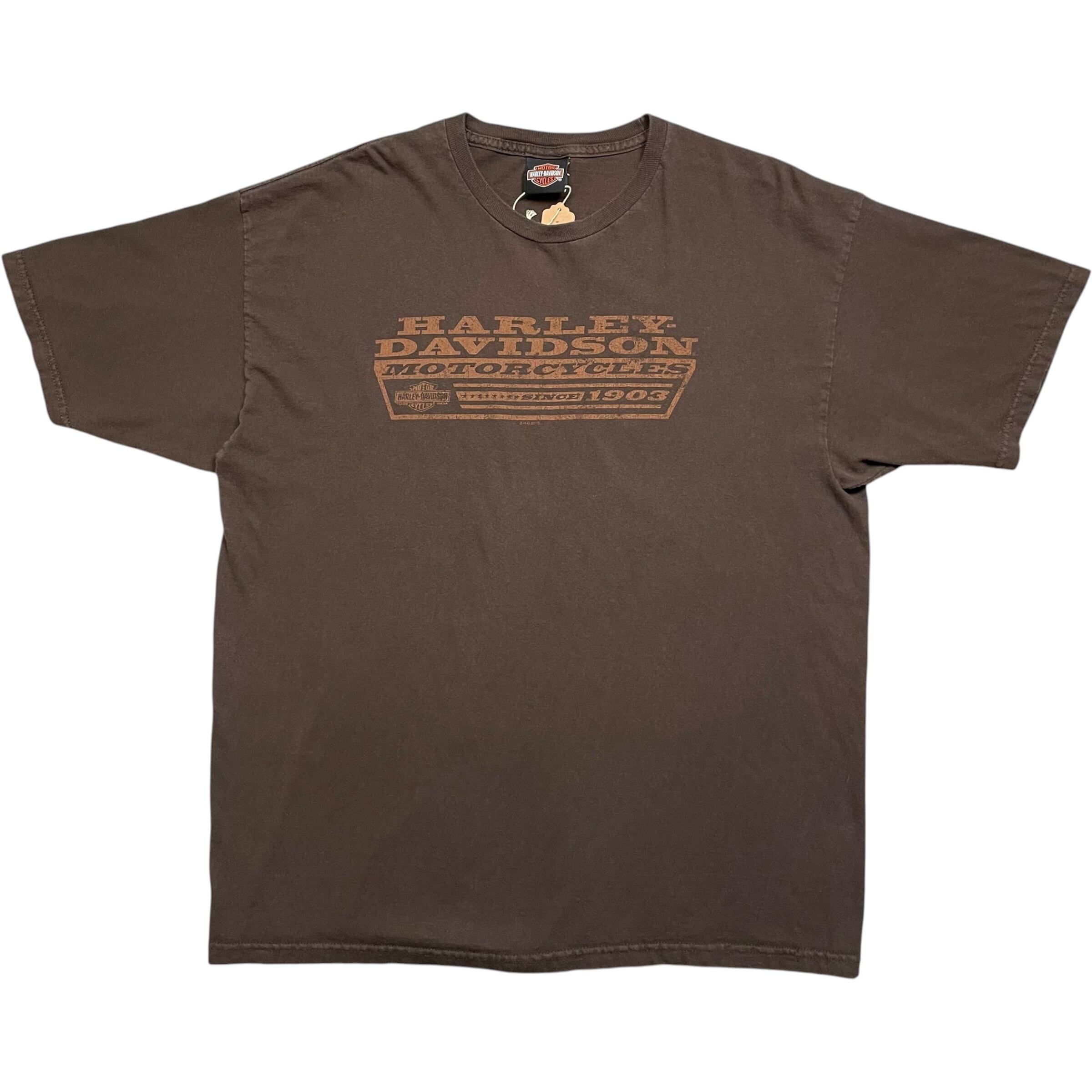 《XL》 Harley-Davidson ハーレーダビッドソン Tシャツ ブラウン プリントデザイン フェード no.10139