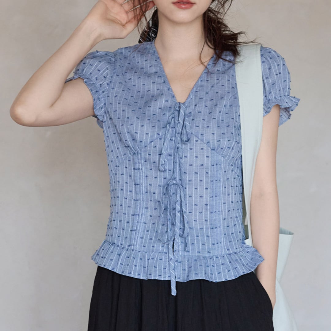 ruffle tie blouse