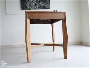 チーク総無垢材 ヴィンテージサイドテーブル VI アンティークテーブル 机 什器 陳列台 台 表面再仕上済 無垢材家具 世界三大銘木 送料無料