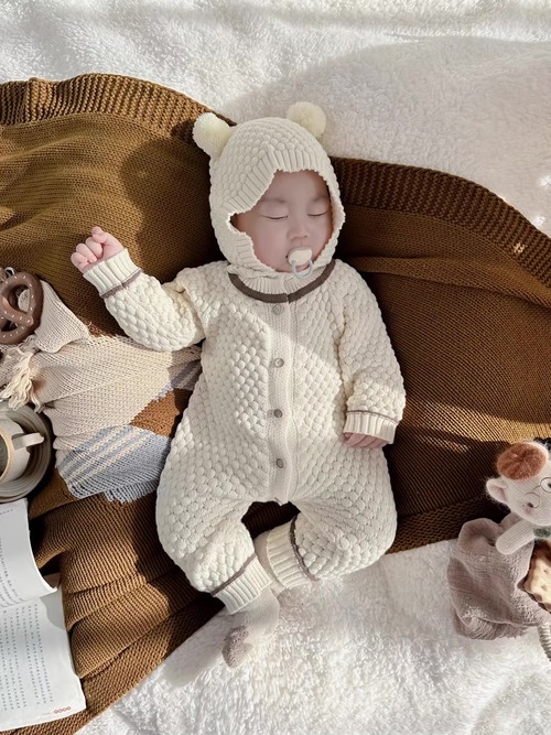 pocopoco knit rompers set