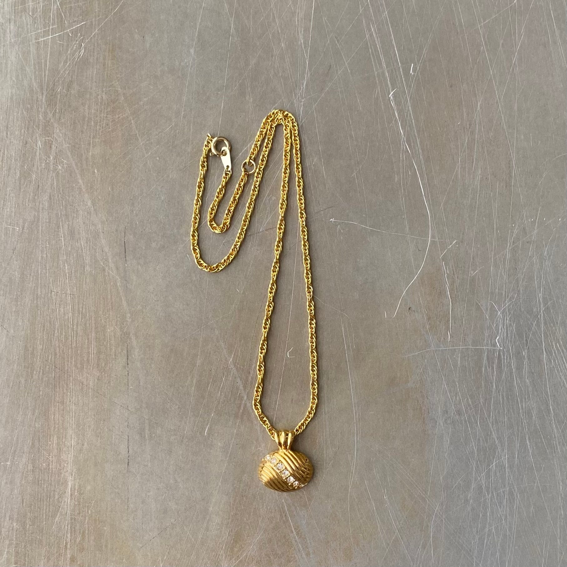 Vintage 90s USA crystal bijou shell necklace レトロ アメリカ