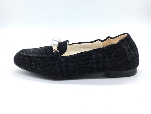 Pearl loafers / Black fabric（311BF)