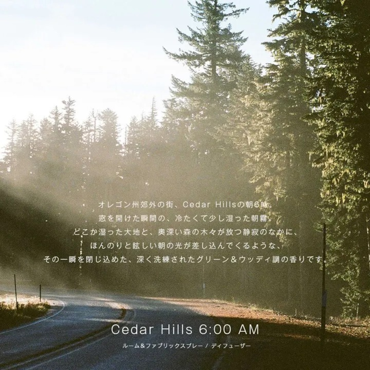Life style 【旅する香り】オレゴンの森の朝露 ルームスプレー|Cedar Hills 6:00 AM(天然精油100%)100ml