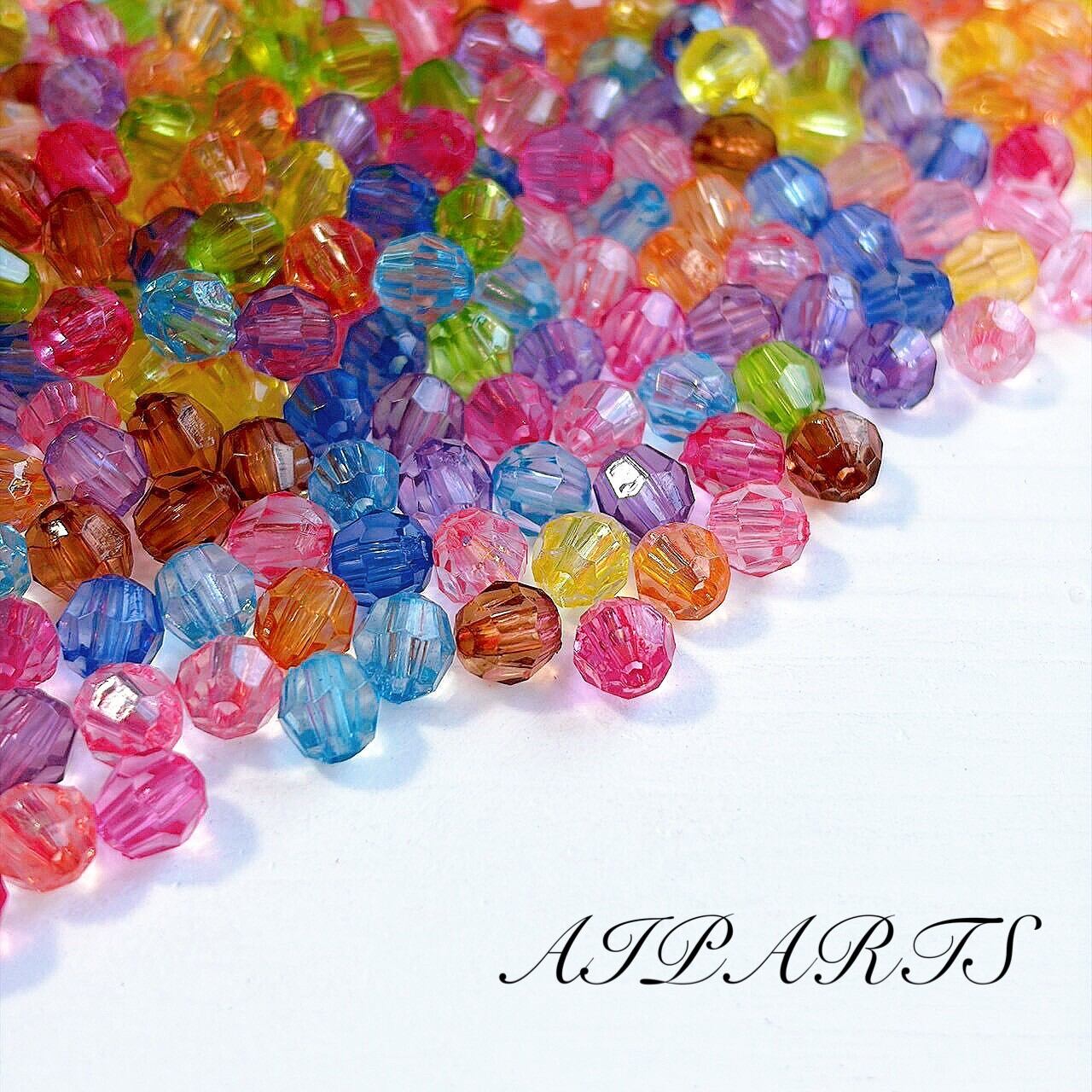 アクリルビーズ 6mm 多面カット 多角 ハンドメイド資材 ハンドメイド