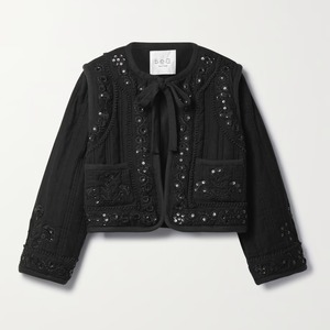 SEA NY　CHARLOTTE EMBROIDERY QUILTED JK   BLACK