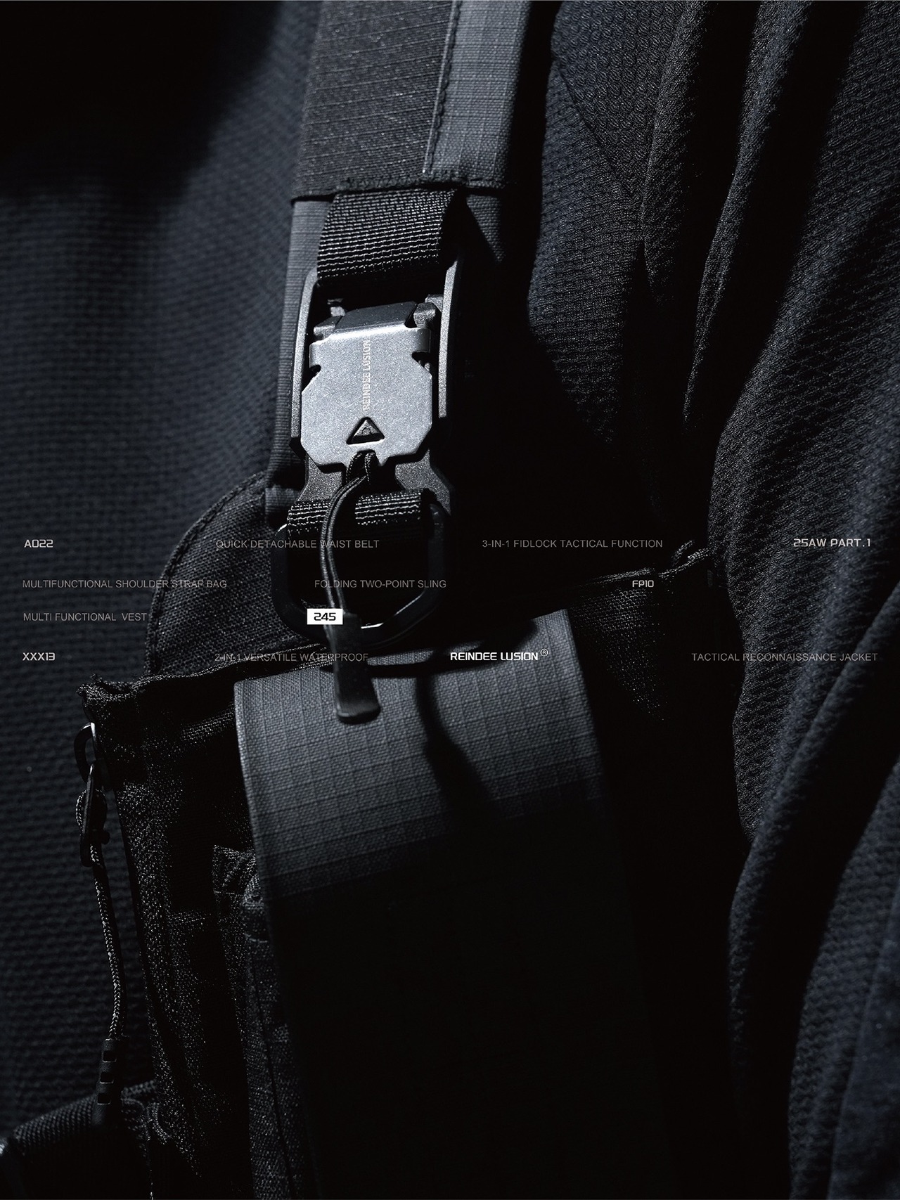 REINDEE LUSION 25AW N+1 多機能拡張タクティカル機能軽量チェストバッグベスト