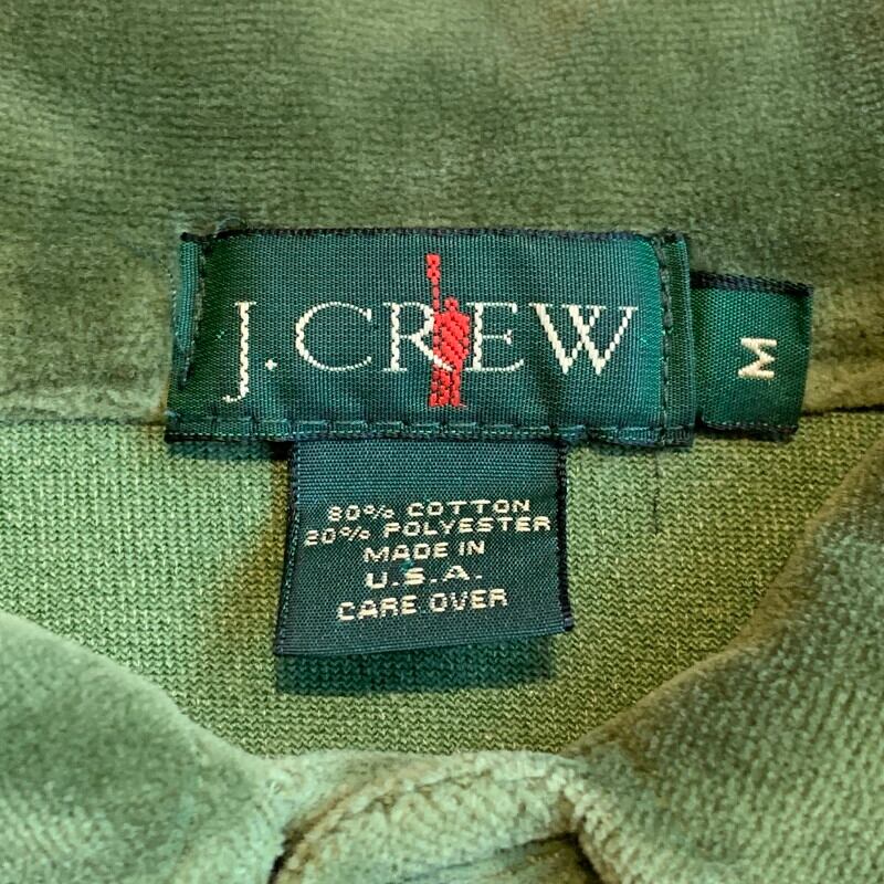 90's OLD J.CREW ジェイクルー 長袖ベロアポロシャツ オリーブ 旧タグ 