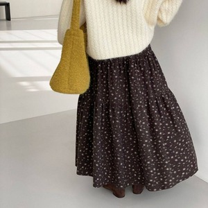 tiered small-floral long skirt　J00405