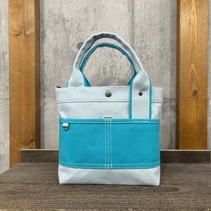 当店人気No.1.▽Bi Color Tote "M"<ベビーブルー×ターコイズ>