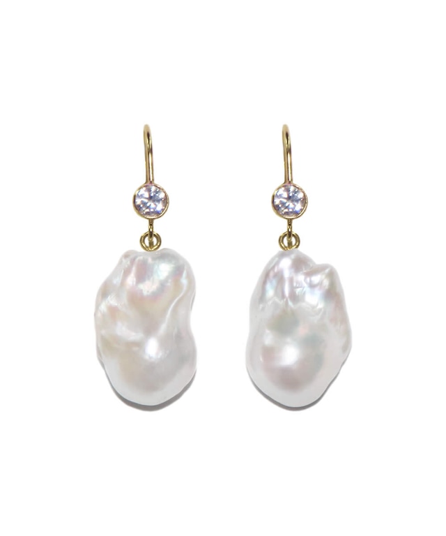 baroque pearl × zirconia drop pierce/earring〈高品質 Sクラス〉
