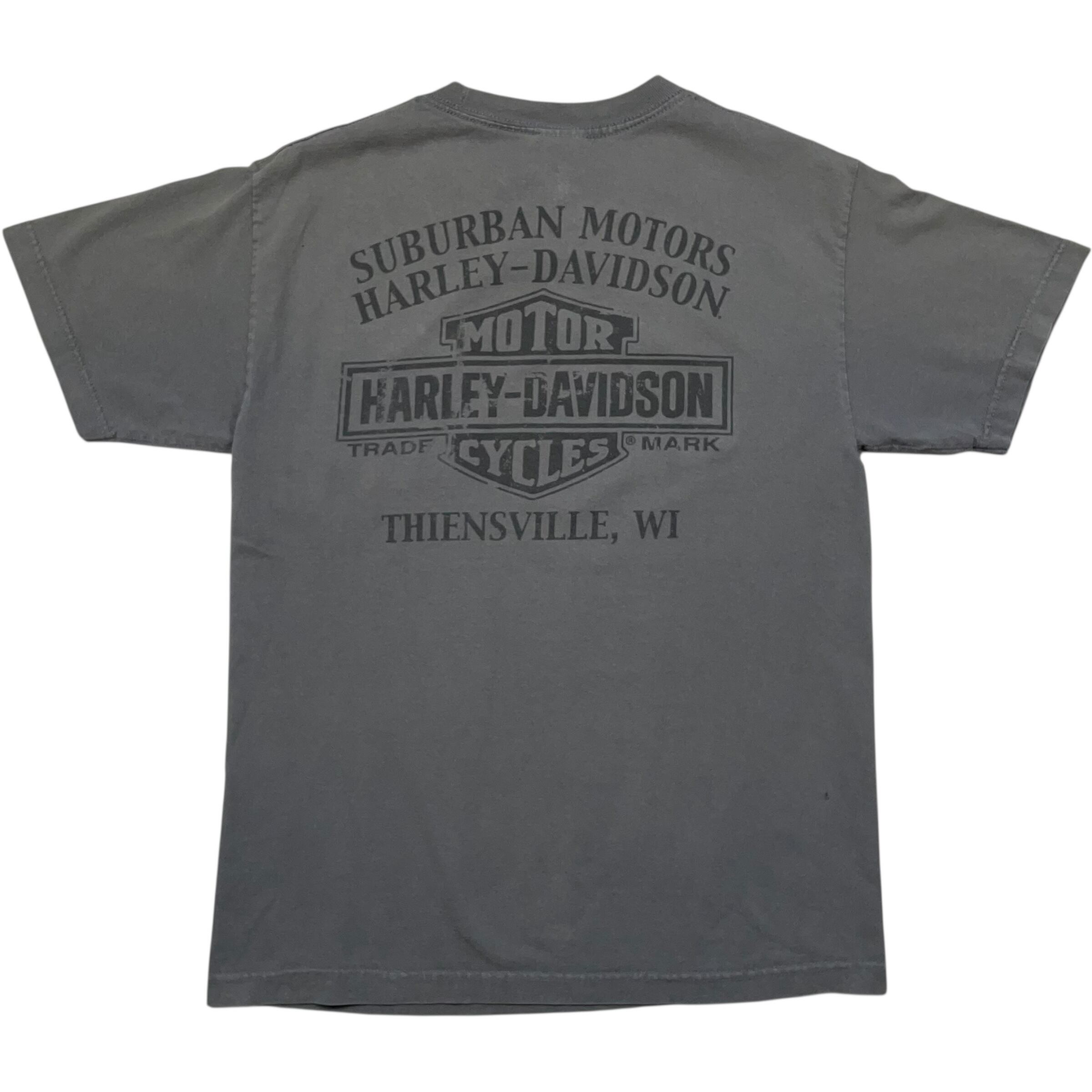 《M》 Harley-Davidson ハーレーダビッドソン Tシャツ 胸ポケット 両面プリント グレー no.7953