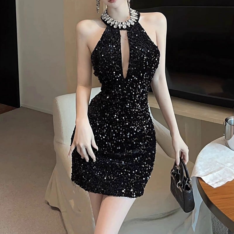 グリッタービジューミニドレス L00046