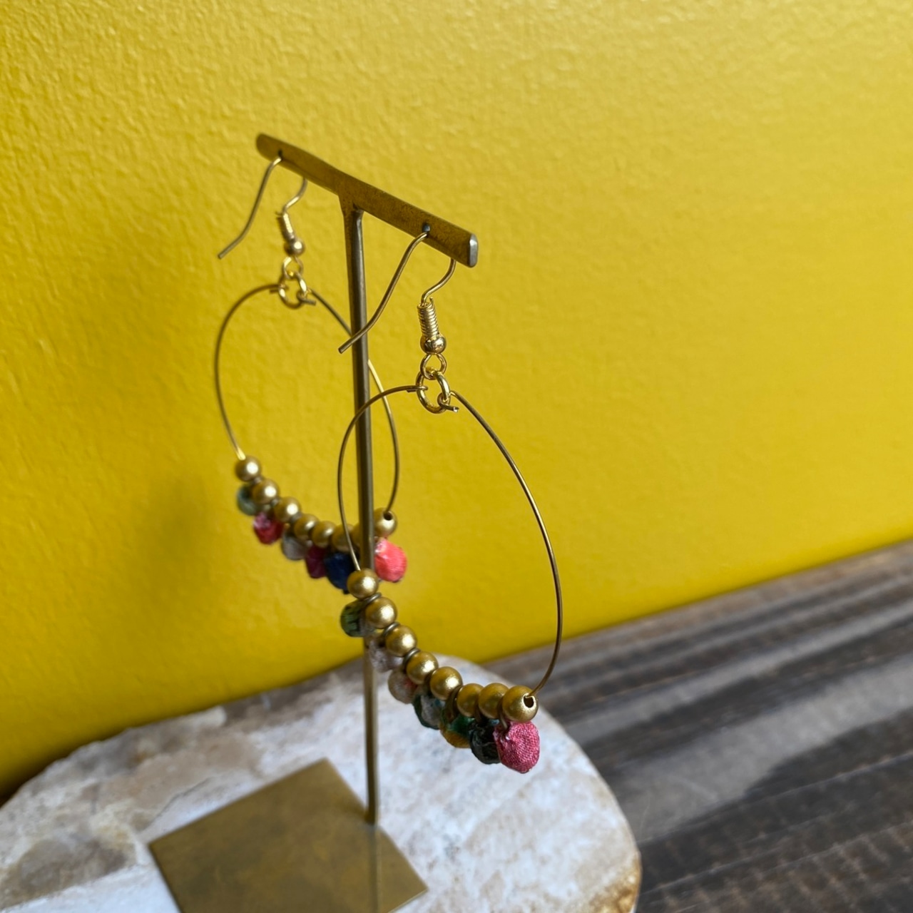 【MALAGUETA マラゲッタ】ファブリックパール リングピアス