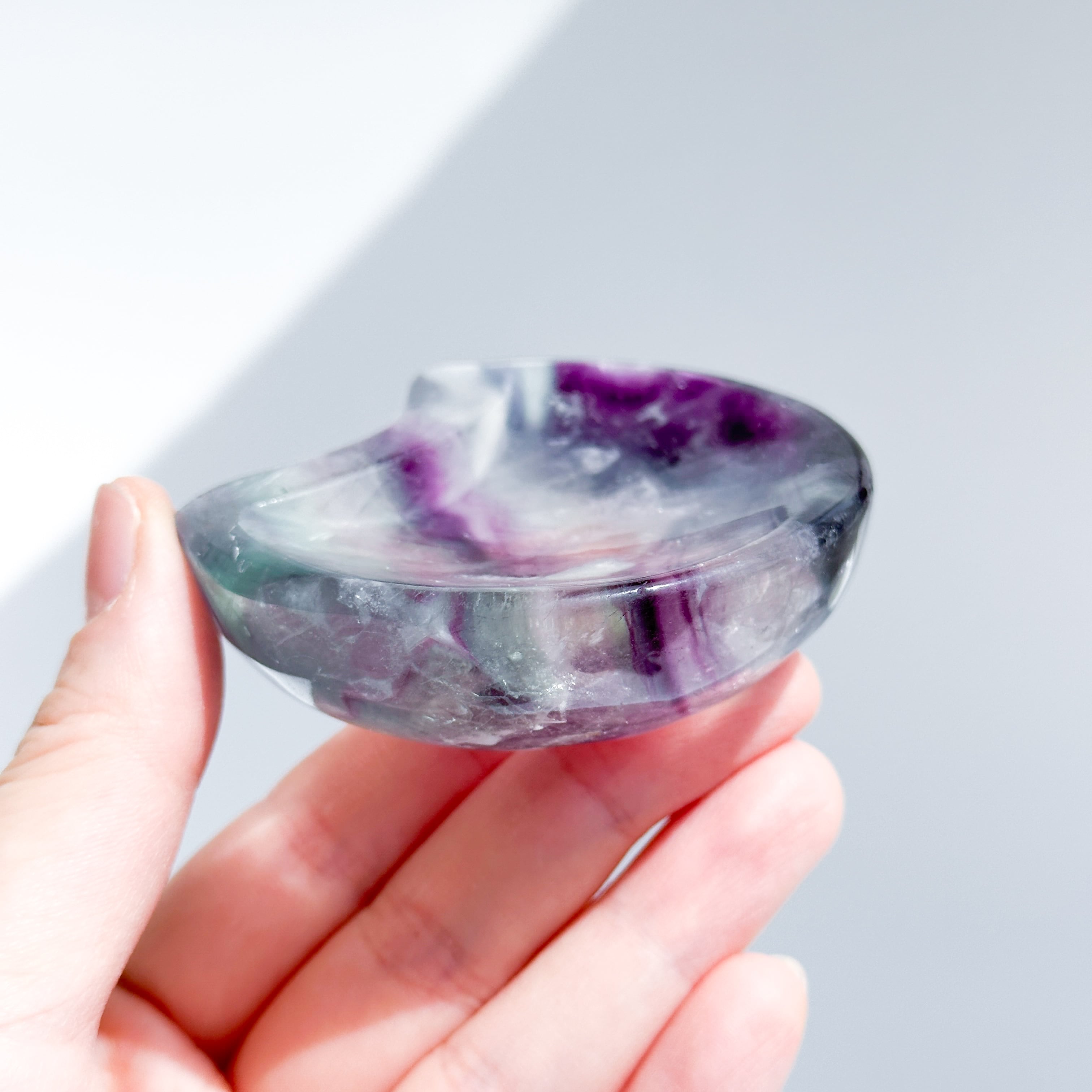 レインボーフローライト月型のうつわ03◇Fluorite◇天然石・鉱物