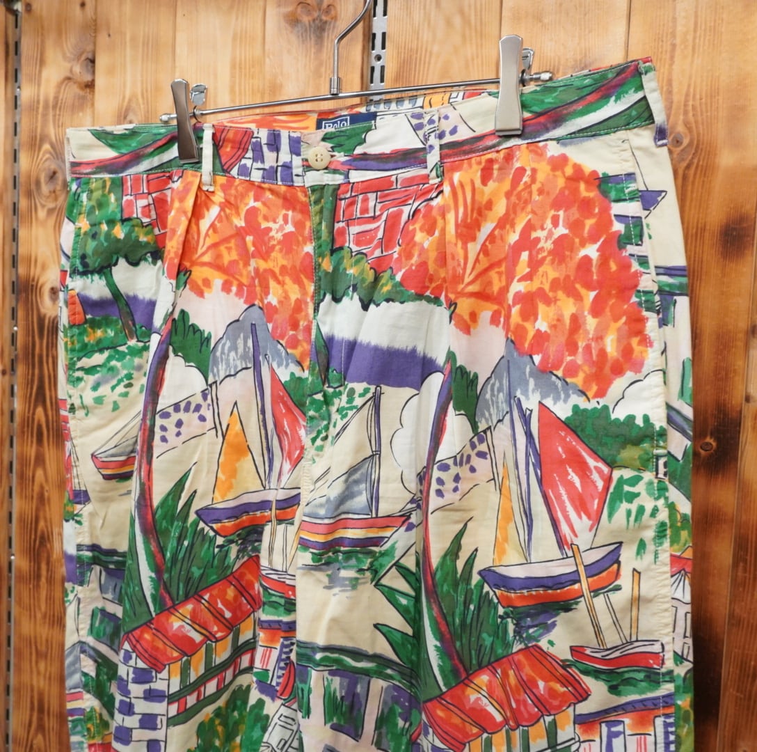 90s ralphlauren 総柄 ハーフパンツ ショーツ W35 ラルフローレン