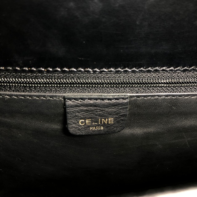 CELINE セリーヌ ショルダーバッグ ブラック シルバー ガンチーニ レザー vintage ヴィンテージ オールド ni2xww