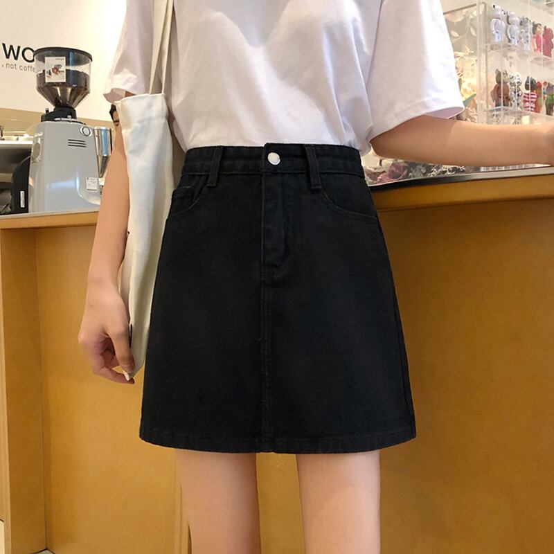 スカート スリムハイウェストAラインスタイルブラックショート ウィンター 冬物 試着室87252195818