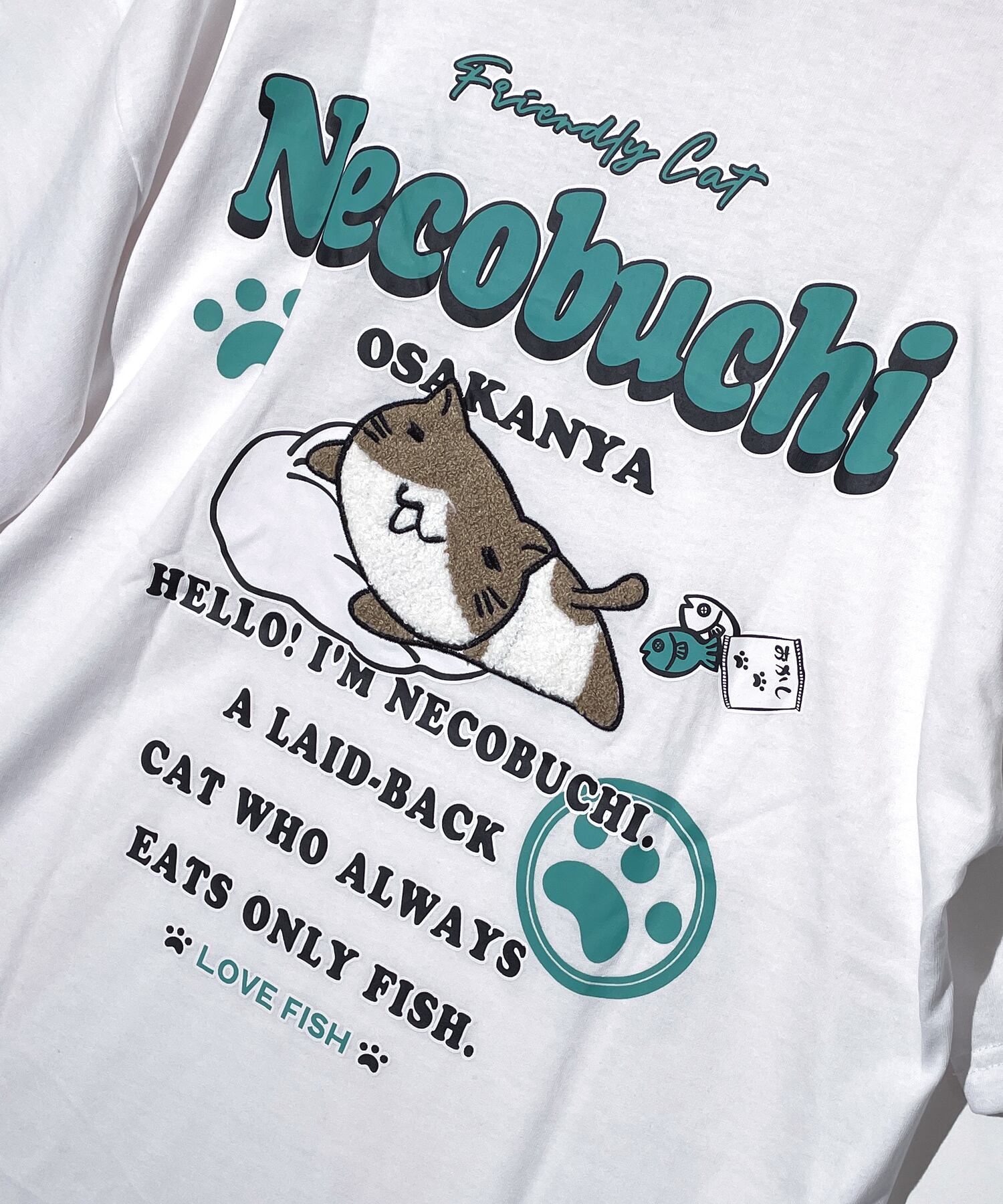 ねこぶちさん サガラワッペン刺繍 猫渕 半袖 Tシャツ 12525057