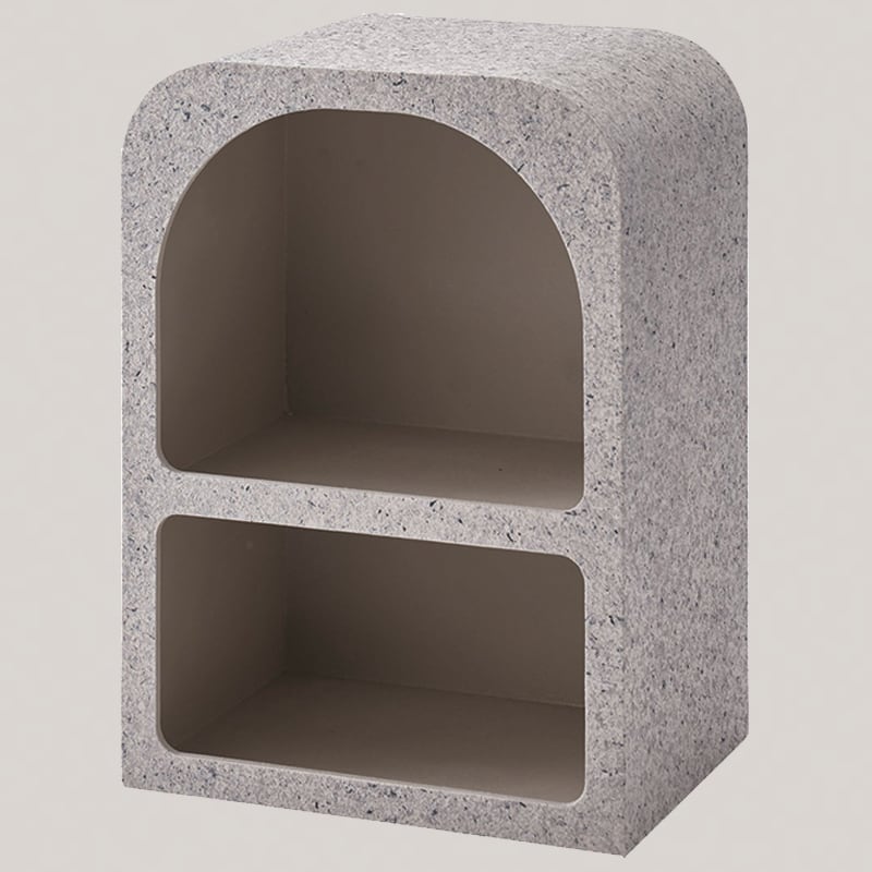 シェルフ 収納棚 おしゃれ シャルフ棚 幅40 石目柄 ベッドサイド テラゾー柄 2段 シンプル シック 角丸型 ディスプレイ ミニシェルフ アーチ コンパクト 高さ55cm ライトグレー ホワイト 韓国インテリア 小物収納 azm-0024