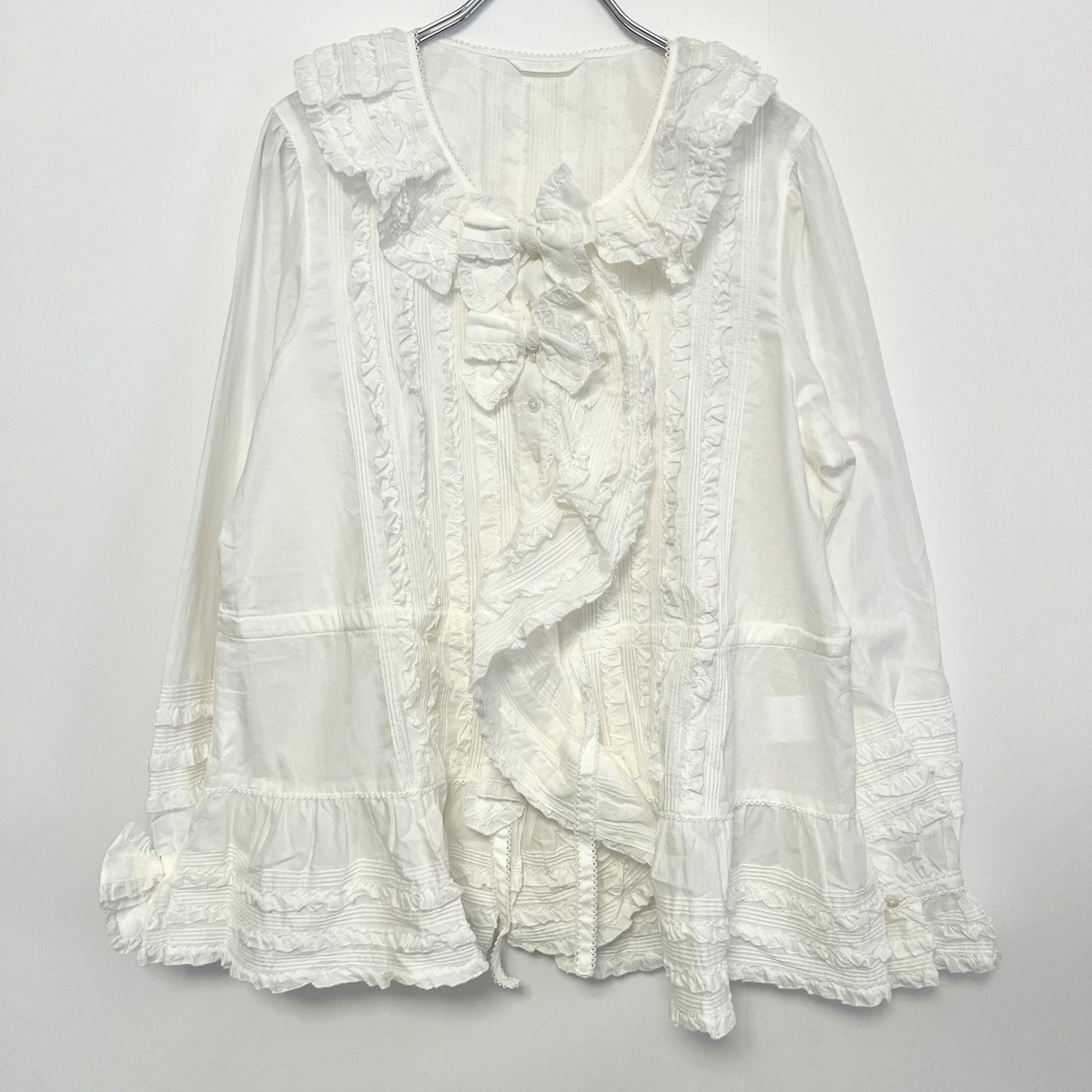 PINKHOUSE フリルいっぱいローンオーバーブラウス | ピンクハウス古着 