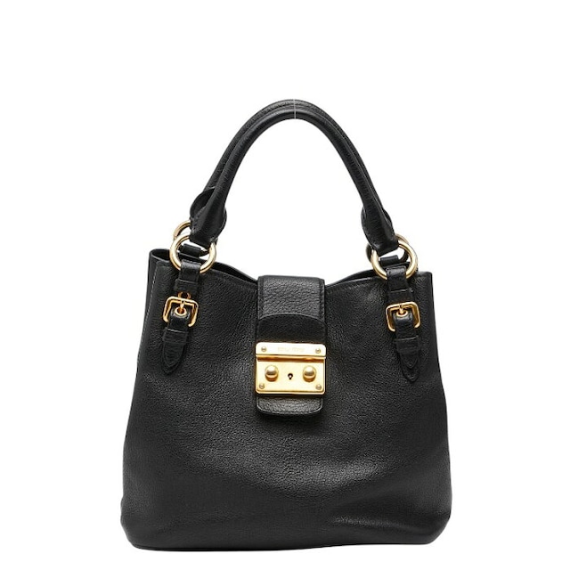 ミュウミュウ マドラス ハンドバッグ ブラック レザー レディース MIUMIU 【中古】