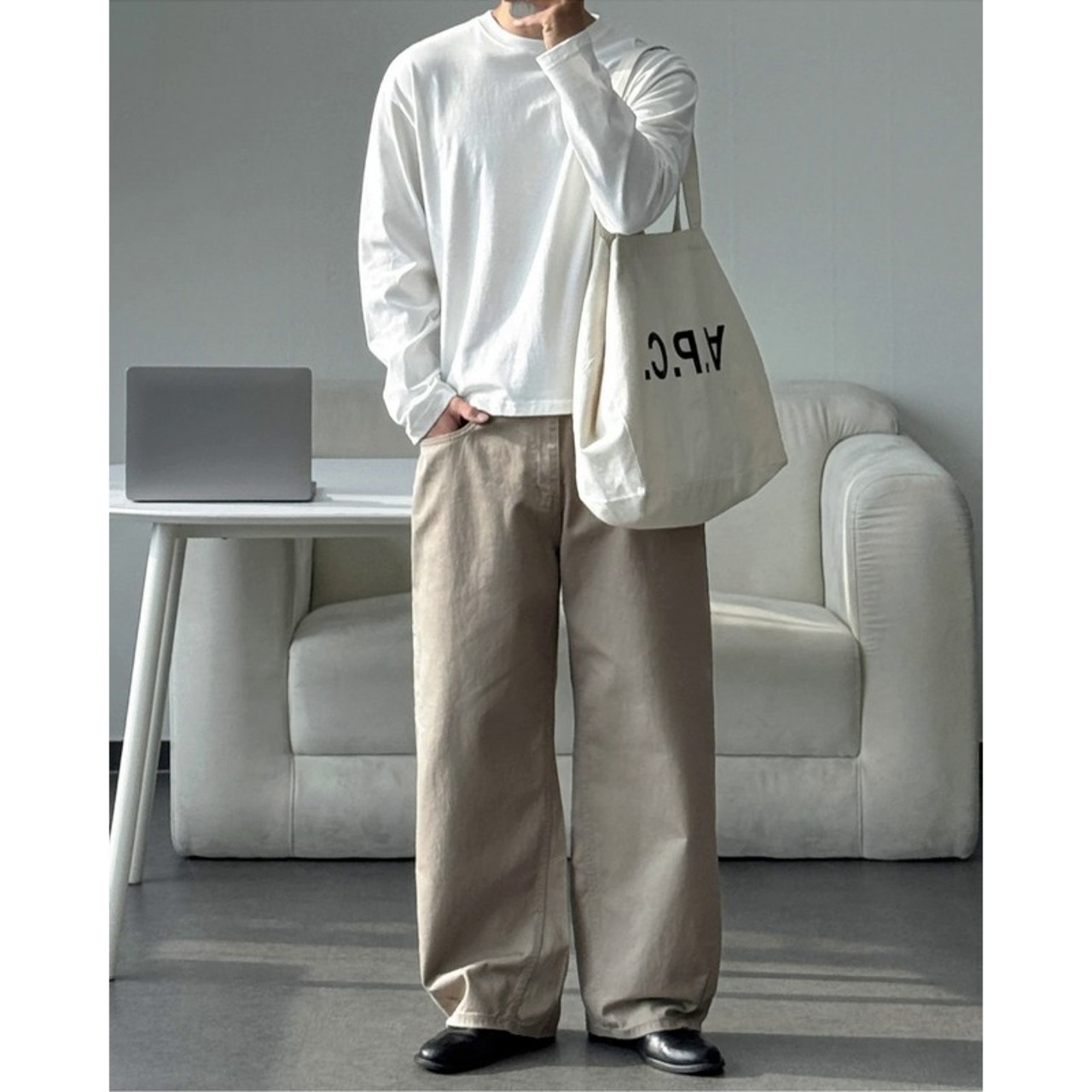 コットンベーシックロングTシャツ　1323