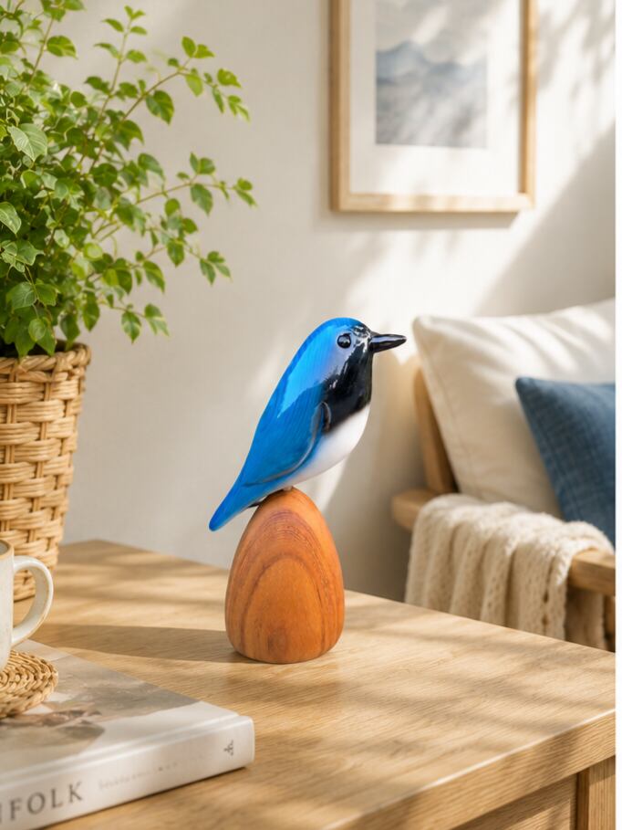 オオルリ Blue-and-white Flycatcher | 工房西岡 woodcraft animals