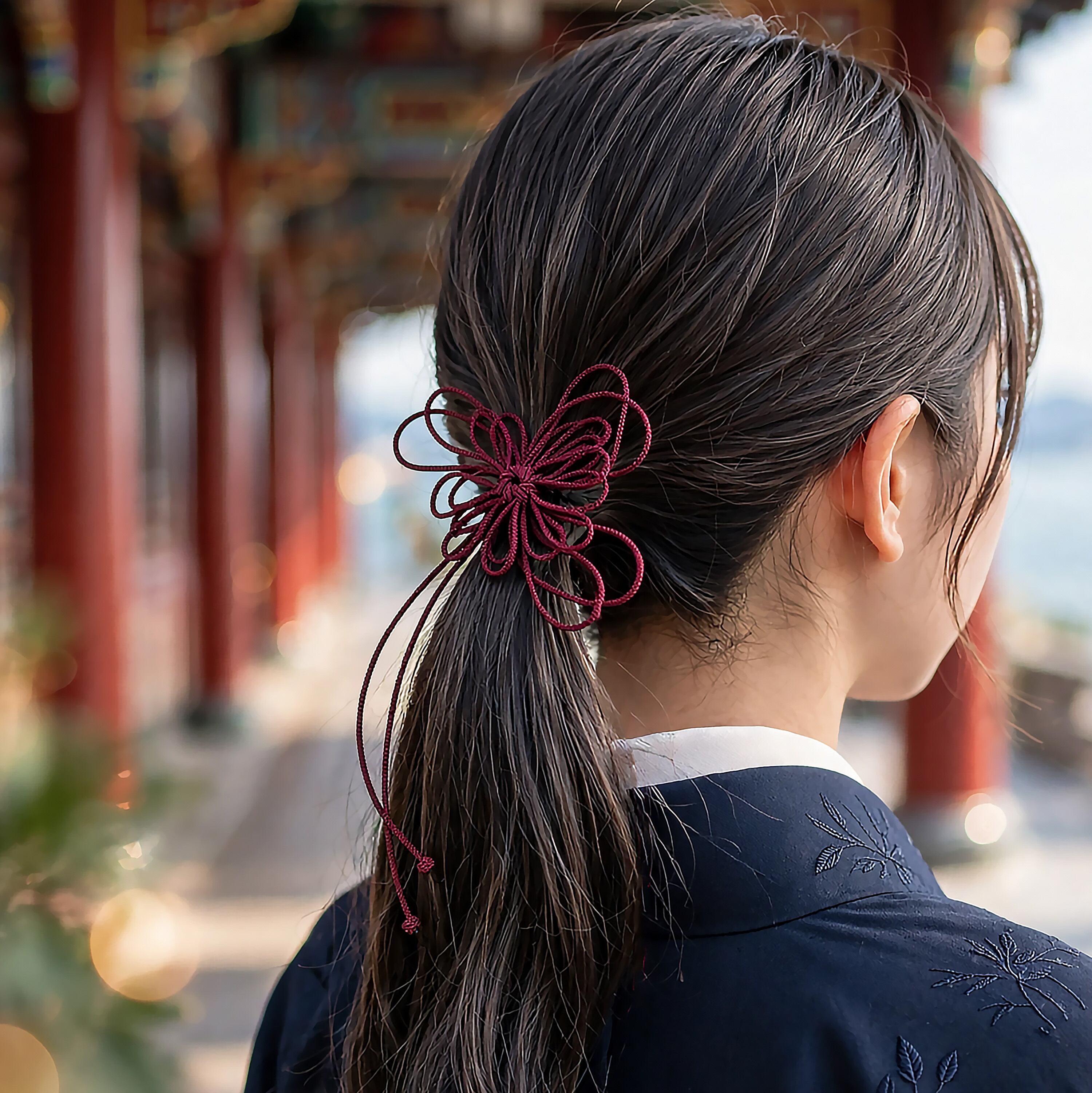 飾り結びヘアゴム「指、憂ツタヘ」|着物・浴衣に簡単アレンジで和装ヘア