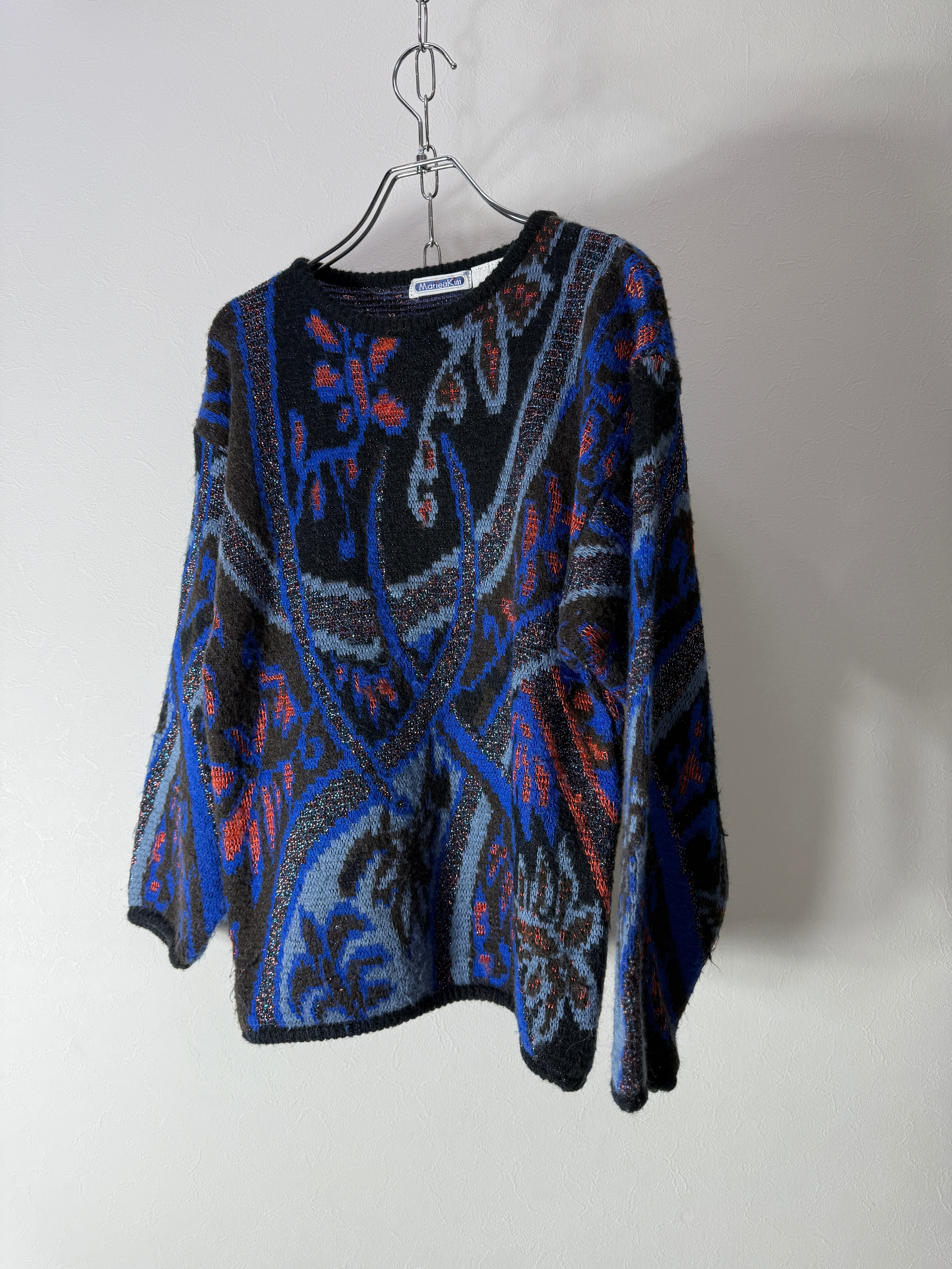 90's Abstract Pattern Design Knit Sweater