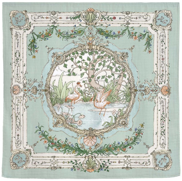 フランス発ガーゼおくるみ-Tapestry Olive Green-
