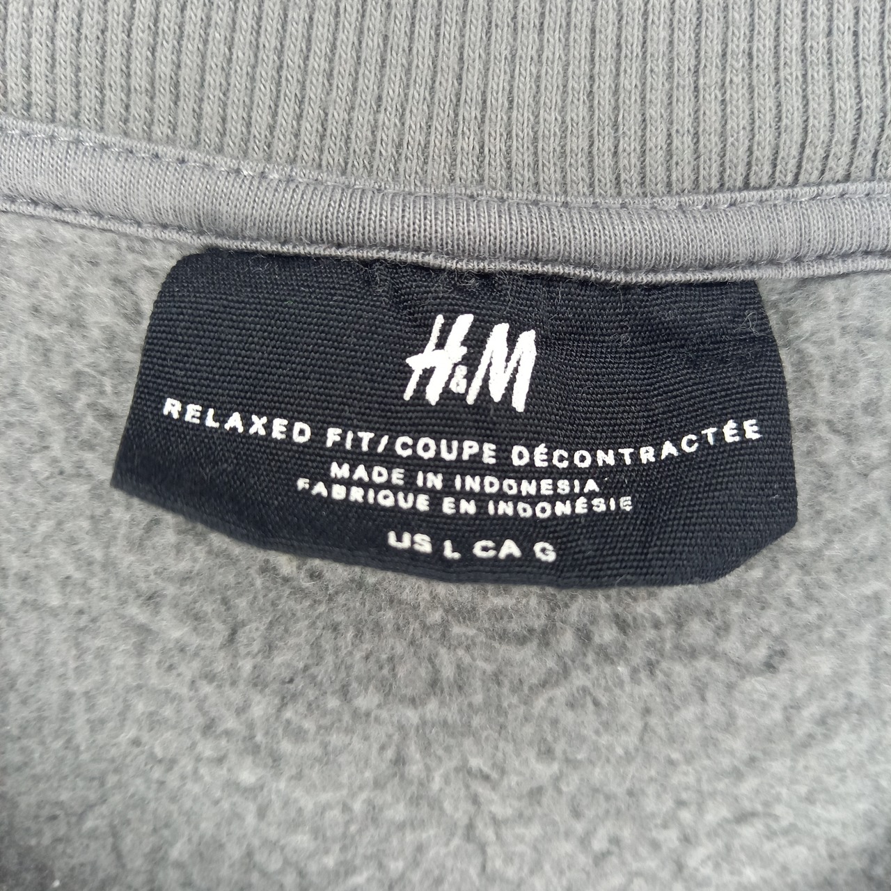 H&M　クルーネック　スウェット　トレーナー　太アーム　無地　グレー　US L