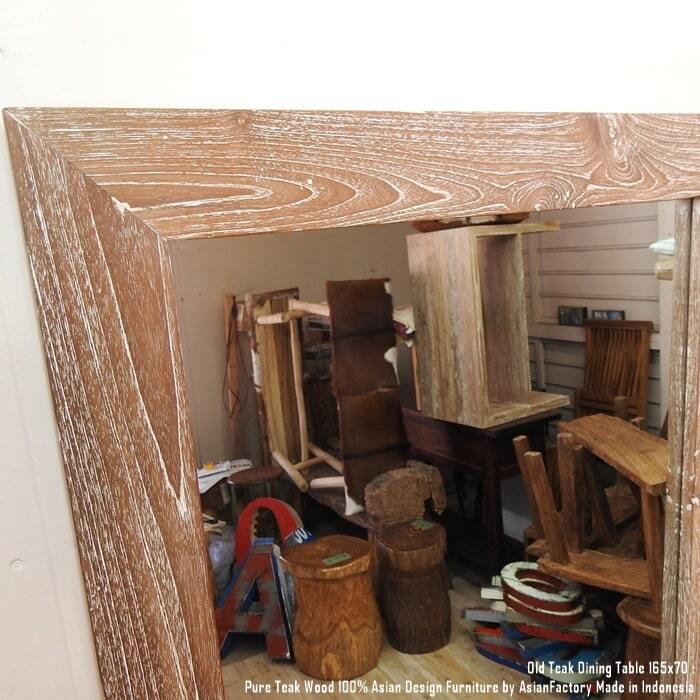 オールドチーク無垢材 姿見鏡 165cm×70cm ホワイトウォッシュ